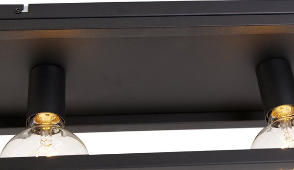 Plafoniera industriale nera 99,5 cm 4 luci - Cage