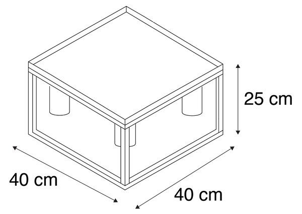 Plafoniera industriale nera 40 cm 4 luci - CAGE