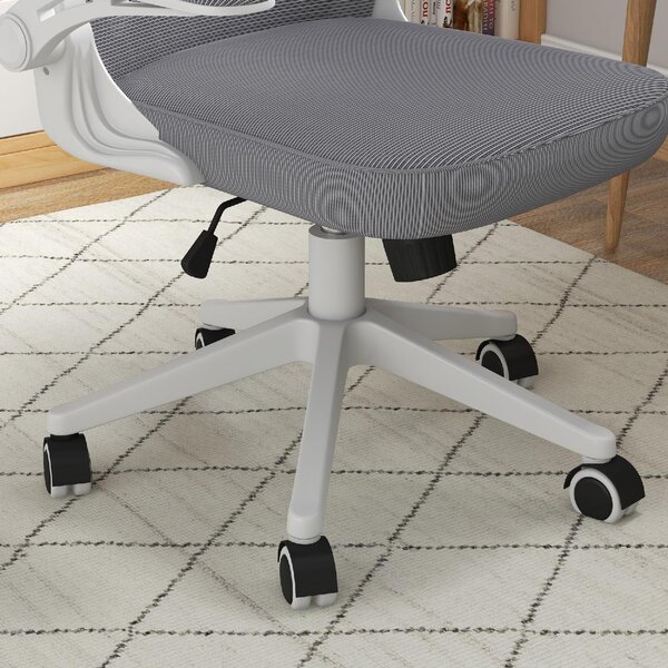 DecHome Sedia Ergonomica con Ruote e Braccioli Reclinabile con Poggiatesta colore Grigio/Bianco