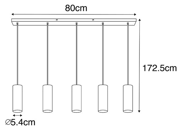 Lampada a sospensione moderna in ottone 5 luci - Jeana