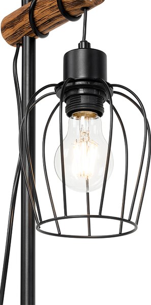 Lampada da tavolo rustica nera con legno - Stronk