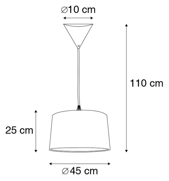 Lampada a sospensione moderna nera con paralume bianco 45 cm - Pendant