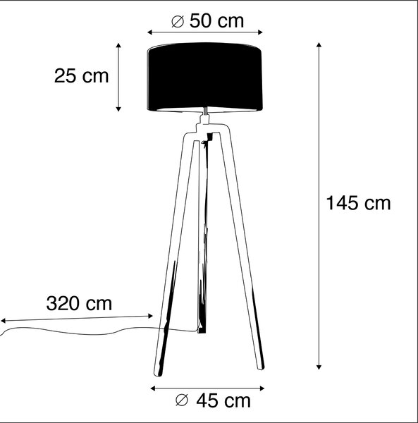 Lampada da terra legno bianco paralume bianco 50 cm - PUROS