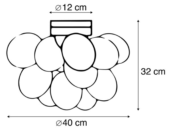 Plafoniera design nero con vetro fumé 4 lampade - UVAS