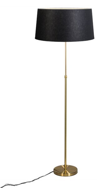 Lampada da terra oro/ottone con paralume nero 45 cm regolabile - Parte