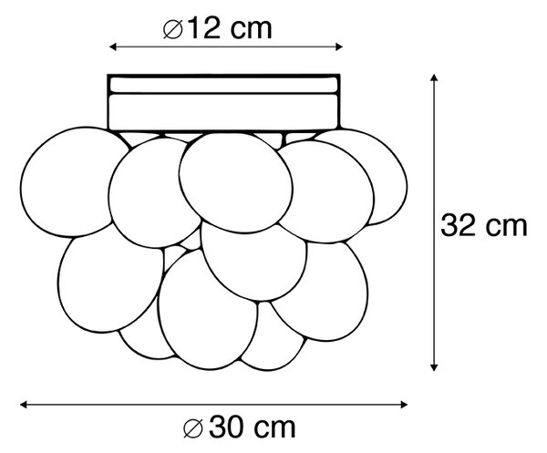 Plafoniera design nero con vetro ambra 3 luci - Uvas