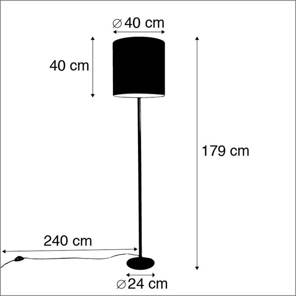 Lampada da terra oro paralume rosso 40 cm - SEMPLO
