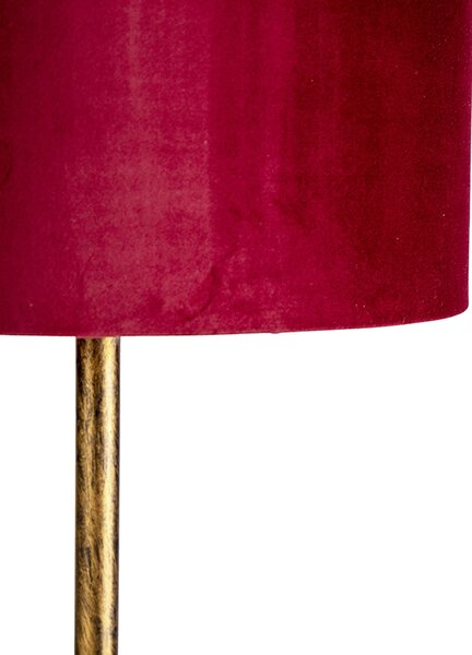 Lampada da terra oro paralume rosso 40 cm - SEMPLO