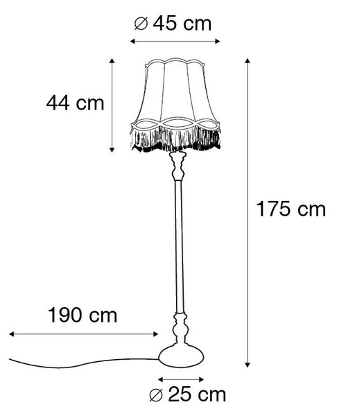Lampada da terra grigia con paralume granny crema - Classico
