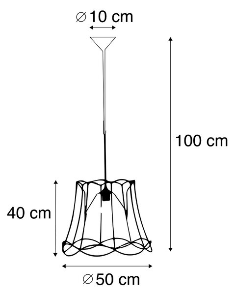 Lampada a sospensione retrò nera 50 cm - Granny Frame