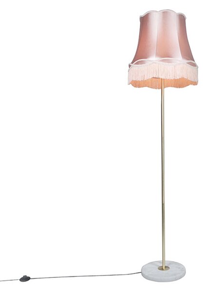 Lampada da terra ottone paralume Granny rosa 45 cm - KASO