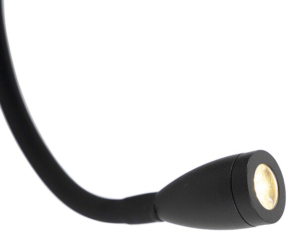 Applique moderna nera con USB e braccio flessibile - Flero