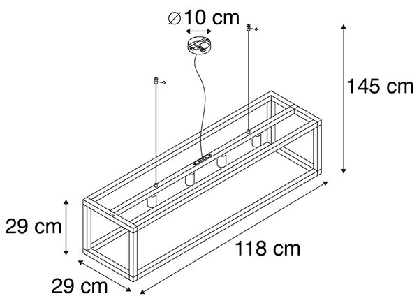 Lampada a sospensione industriale nera 4 luci - Big Cage