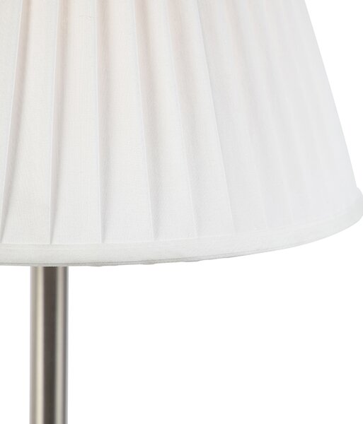 Lampada da tavolo classica in acciaio con paralume plissettato bianco 35 cm - Simplo