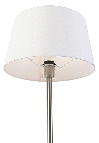 Lampada da tavolo moderna in acciaio con paralume bianco 32 cm - Simplo