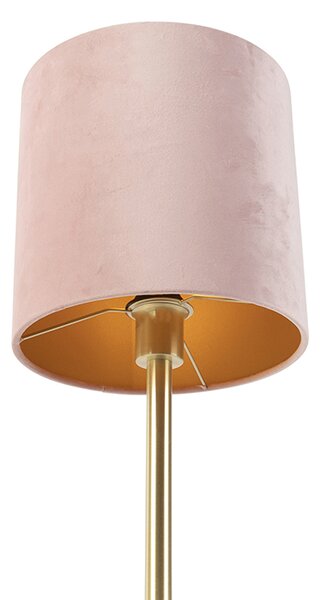 Lampada da tavolo ottone paralume rosa 25 cm - SIMPLO