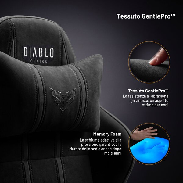 Sedia gaming in tessuto nera Diablo X-One 2.0 Burned Black Normal