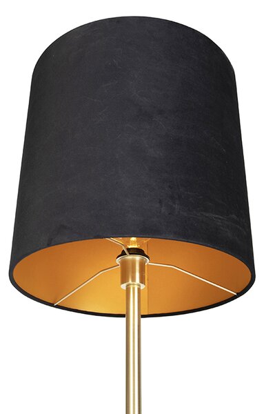 Lampada da terra classica ottone con paralume nero 40 cm - Simplo