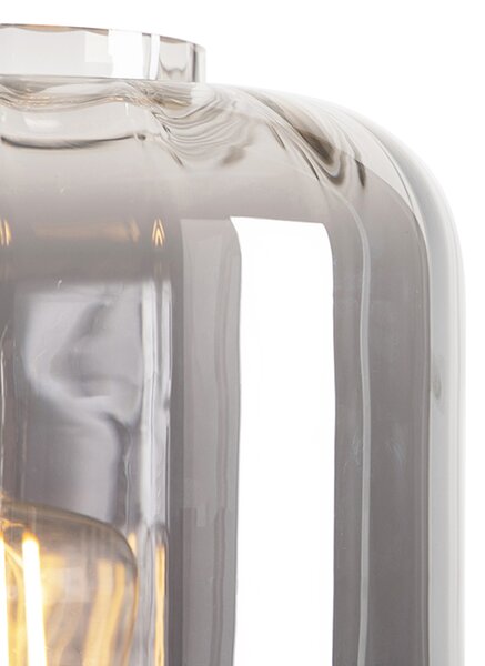 Lampada da terra di design nera con vetro fumé - Qara