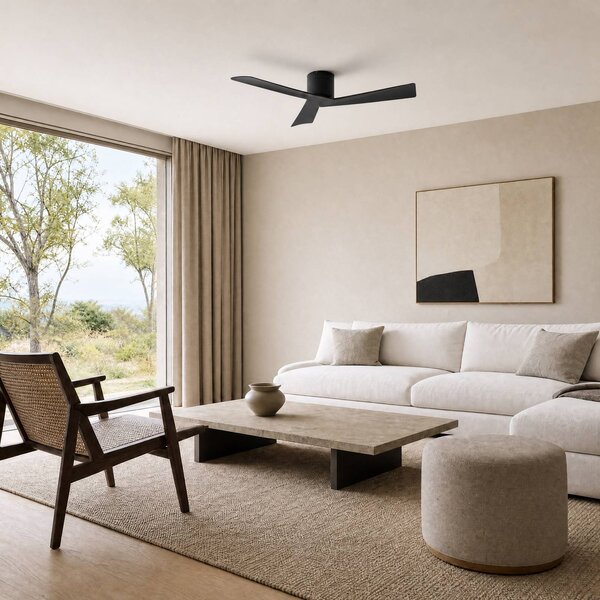 Ventilatore da soffitto Lucande Ventoro, Ø 132 cm, nero, metallo Ventoro, Nero, Soggiorno / Sala da pranzo, Metallo, Moderno