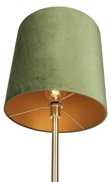 Lampada da terra botanica in ottone con paralume verde 40 cm - Simplo