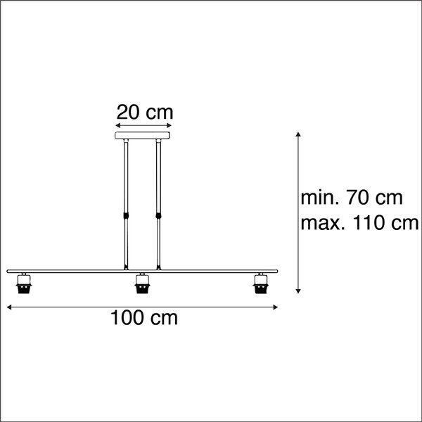 Lampada a sospensione nera senza paralume - Combi 3 Deluxe
