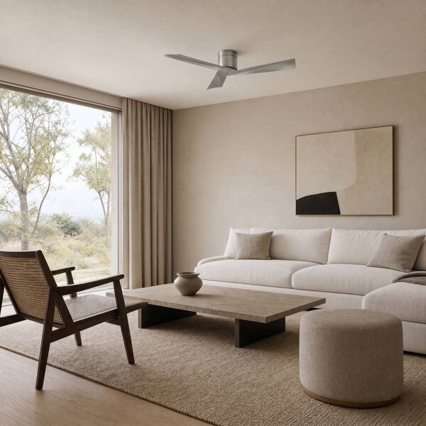 Ventilatore da soffitto Lucande Ventoro, Ø 132 cm, argento, metallo Ventoro, Cromo / Argento, Soggiorno / Sala da pranzo, Metallo, Moderno