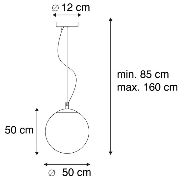 Lampada a sospensione scandinava vetro opalino 50 cm - Ball 50