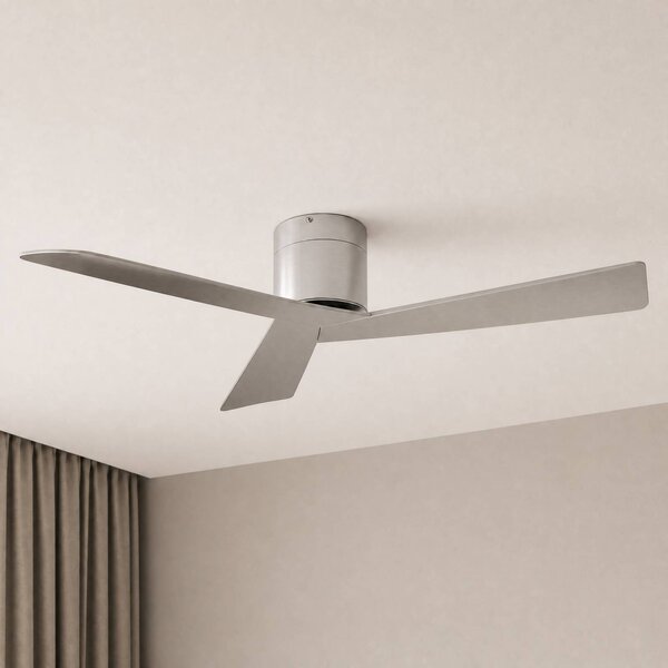 Ventilatore da soffitto Lucande Ventoro, Ø 132 cm, argento, metallo Ventoro, Cromo / Argento, Soggiorno / Sala da pranzo, Metallo, Moderno