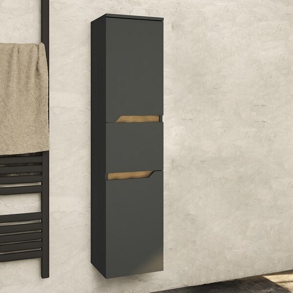 Kamalu colonna bagno sospesa colore nero grafite opaco 142 cm| lac-ares