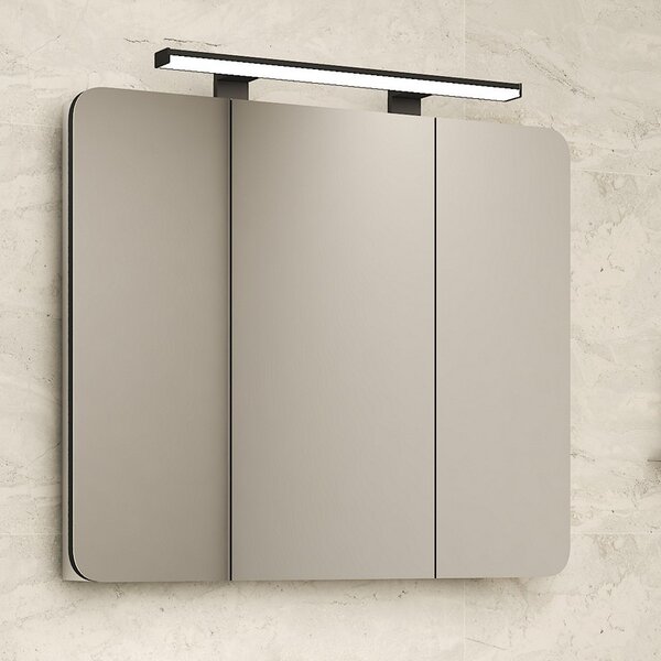 Kamalu specchio bagno contenitore 85 cm con faretto led | lac-ares-85