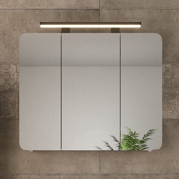 Kamalu specchio bagno contenitore 85 cm con faretto led | lac-ares-85