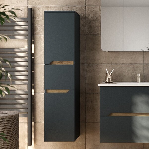 Colonna bagno sospesa colore nero grafite opaco 142 cm| LAC-ARES - KAMALU