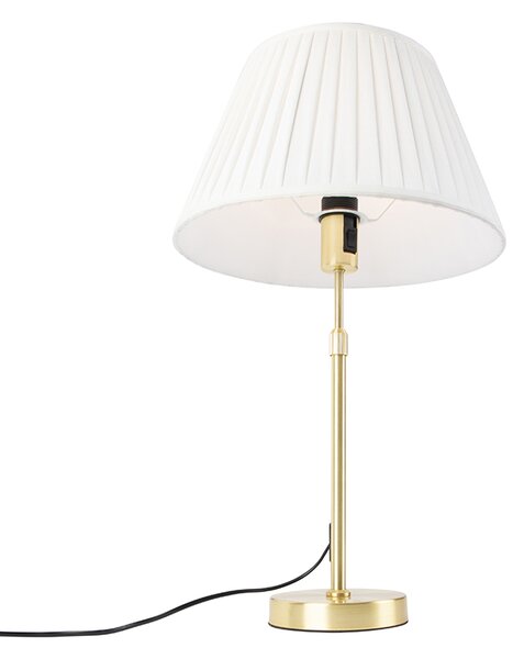 Lampada da tavolo oro/ottone con paralume plissettato crema 35 cm - Parte