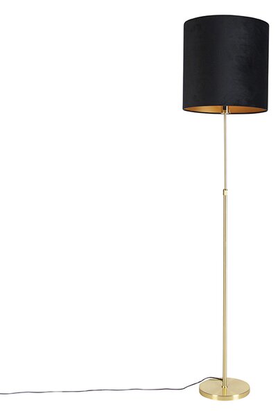 Lampada da terra oro/ottone con paralume in velluto nero 40/40 cm - Parte