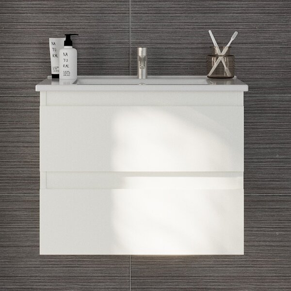 Mobile bagno sospeso 65 cm colore bianco opaco | LAC-EOLO-65 - KAMALU