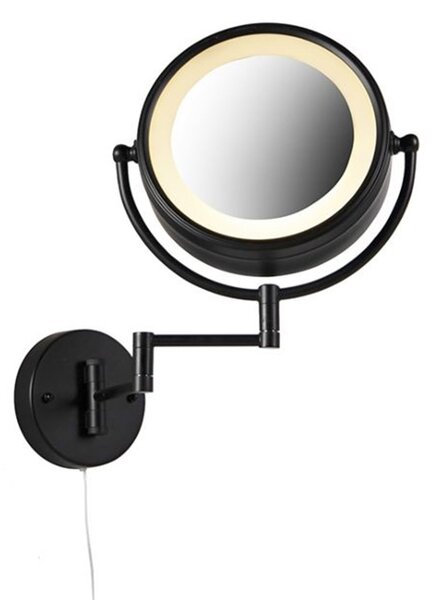 Specchio parete nero LED orientabile IP44 tirante - VICINO