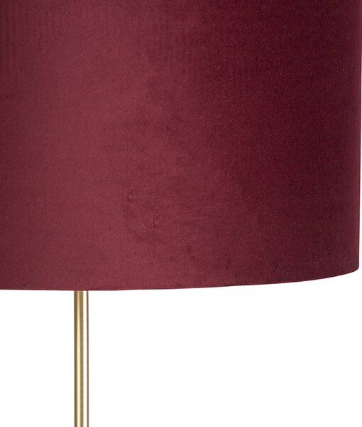 Lampada da terra oro / ottone paralume velluto rosso 40/40 cm - PARTE