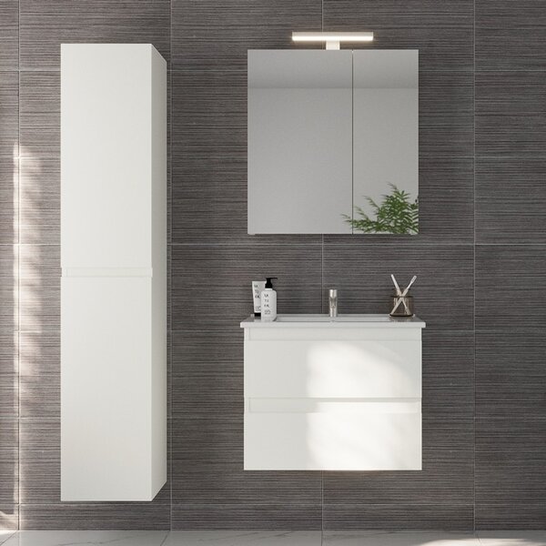 Specchio bagno contenitore 65 cm colore bianco opaco | LAC-EOLO-65 - KAMALU