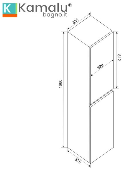 Colonna bagno 166 cm colore bianco opaco | LAC-EOLO-65 - KAMALU
