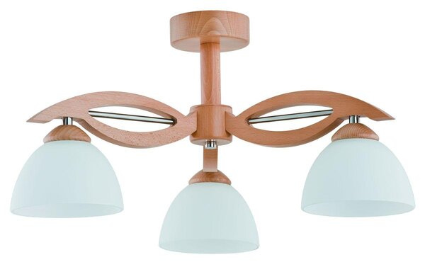 Lampada da soffitto EMIR bianca cromata 3xE27x15W effetto legno, dimensioni: 28,5x53x53 cm, IP20, Alfa
