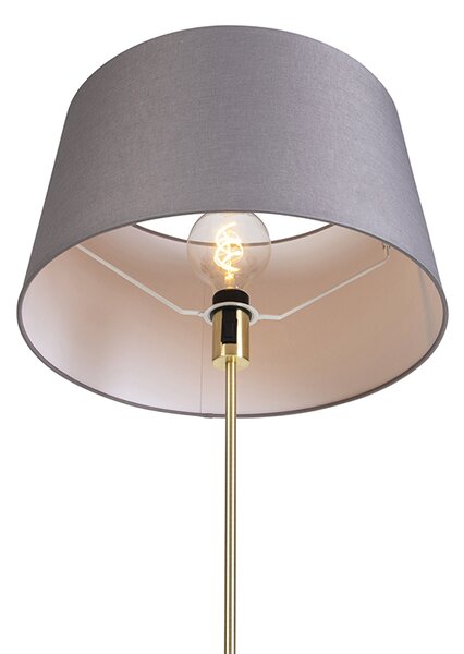Lampada da terra oro/ottone con paralume in lino grigio 45 cm - Parte