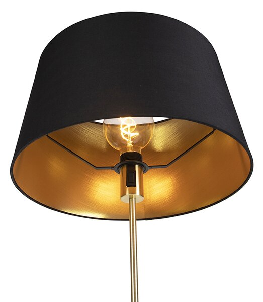 Lampada da terra oro/ottone con paralume nero regolabile 45 cm - Parte