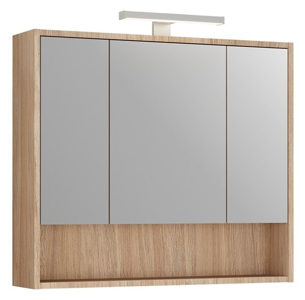 Specchio bagno contenitore 80 cm rovere chiaro | LAC-IRIDE-80 - KAMALU