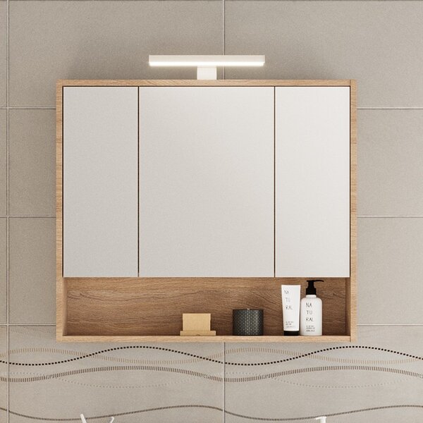 Specchio bagno contenitore 80 cm rovere chiaro | LAC-IRIDE-80 - KAMALU