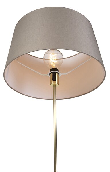 Lampada da terra oro/ottone con paralume in lino color tortora 45 cm - Parte