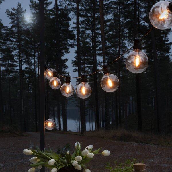 Konstsmide Christmas Ghirlanda luminosa LED solare da festa, 7 W, color ambra, IP44, 1800 K LED-Solar-Lichterkette Party, dimmerabile, Crema / Ambra, Plastica, Moderno