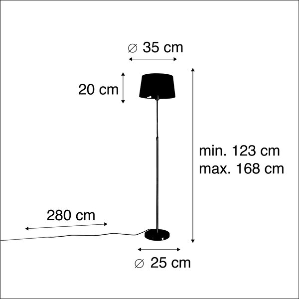 Lampada da terra oro/ottone con paralume nero 35 cm regolabile - Parte