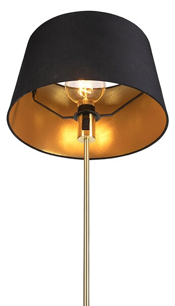 Lampada da terra oro/ottone con paralume nero 35 cm regolabile - Parte