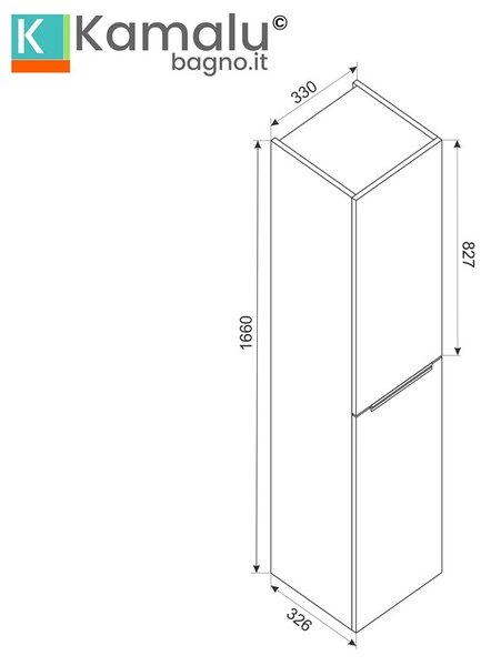 Colonna bagno 166 cm a due ante in rovere naturale | LAC-EFESTO-80 - KAMALU